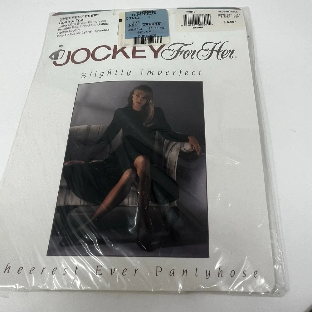 Jockey For Her Women's Sheerest Ever Pantyhose Slightly Imperfect White Med Tall